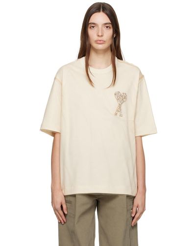 Ami Paris Ami de Coeur Oversize Ivory T-shirt - Neutre