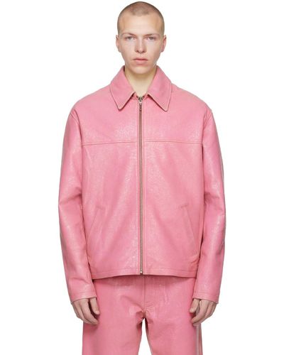 Guess USA Cracked Leather Jacket - Pink