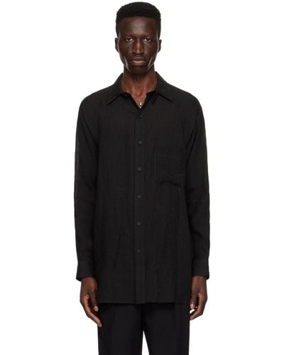 Yohji Yamamoto Chemise noire à col étagé - pour homme