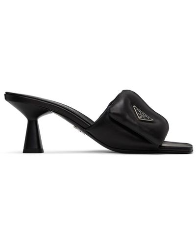 Prada Padded Heeled Sandals - Black