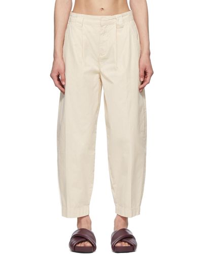 FRAME Pantalon blanc cassé en coton - Multicolore