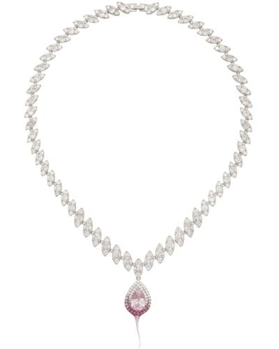 OTTOLINGER Ssense Exclusive Silver & Pink Diamond Dip Necklace