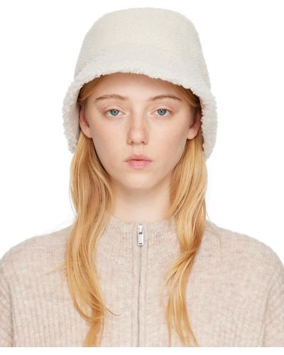 Yves Salomon Off-white Shearling Bucket Hat - Natural