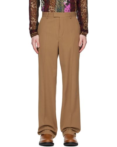Dries Van Noten Pantalon brun à plis - Multicolore