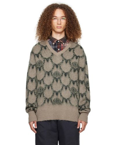 South2 West8 Tan V-neck Sweater - Brown