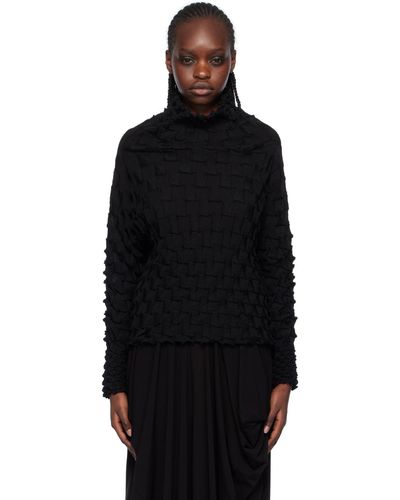 Issey Miyake Cardigan transformable noir en tricot texturé