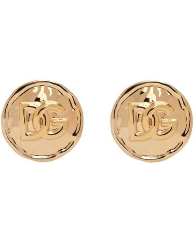 Dolce & Gabbana Boucles d'oreilles dorées à logo dg - Noir