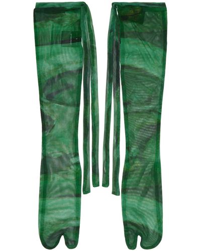 OTTOLINGER Chaussettes vertes en filet à bout tabi exclusives à ssense