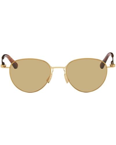 Bottega Veneta Gold Ultrathin Panthos Sunglasses - Black