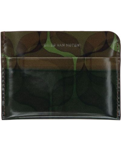 Dries Van Noten Khaki Embossed Card Holder - Green