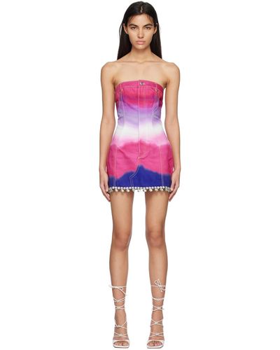 Area Pink Ombre Denim Minidress - Red