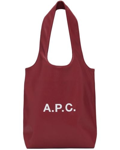 A.P.C. . Burgundy Ninon Small Tote - Red