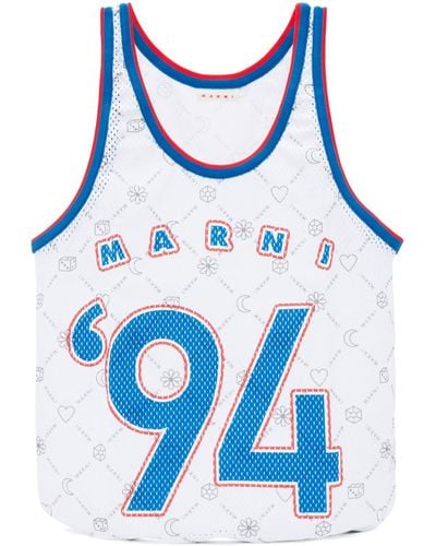 Marni ホワイト Basket ショッピングトート - ブルー