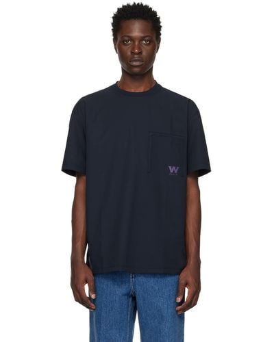 WOOYOUNGMI ネイビー パッチポケット Tシャツ - ブルー