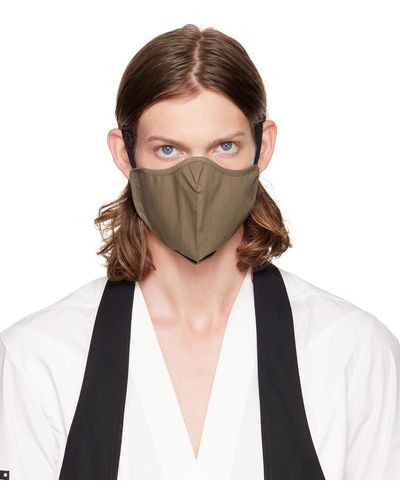 Rick Owens Taupe Embroidered Face Mask - Brown