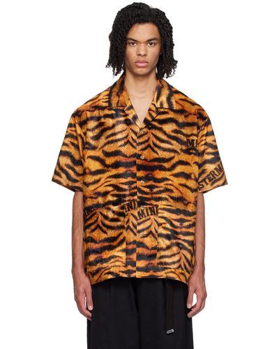 MASTERMIND WORLD Chemise noir et à motif tigré et image de tigre - Orange