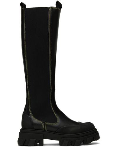 Ganni Knee-high Chelsea Boots - Black