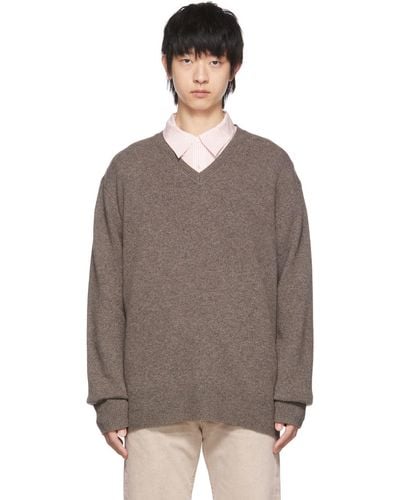 Acne Studios Brown Cashmere V-neck Sweater - Multicolour