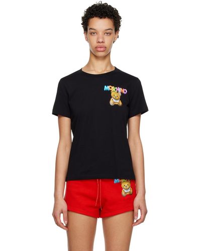 Moschino Black Little Inflatable Teddy Bear T-shirt - Red