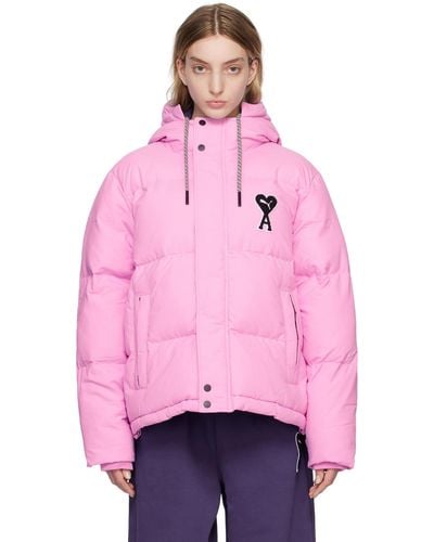 Ami Paris Purple Puma Edition Puffer Jacket - Pink