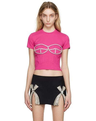Area Ssense Exclusive Crystal Bustier T-shirt - Pink