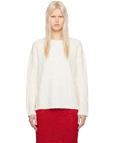 Valentino オフホワイト Crepe Couture セーター - レッド