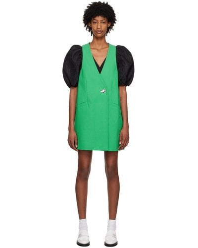 Ganni Green Suiting Vest Minidress