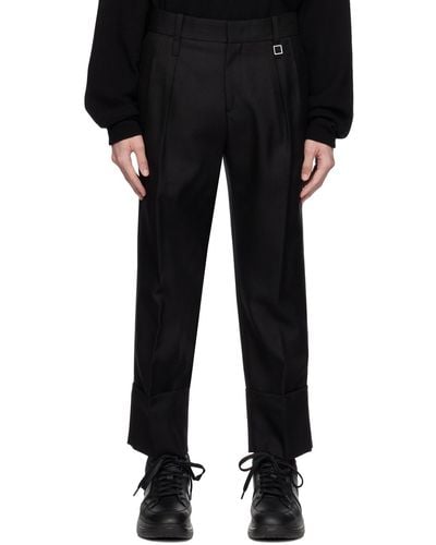 WOOYOUNGMI Black Turn-up Trousers