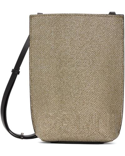 Ganni Gold Small Glitter Banner Bag - Natural
