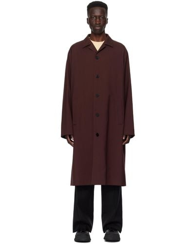 Jil Sander Burgundy Single-breasted Coat - Black