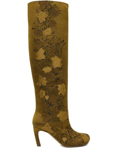 Dries Van Noten Yellow Floral Boots - Multicolour