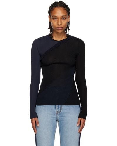 Victoria Beckham Black & Navy Spiral Long Sleeve T-shirt
