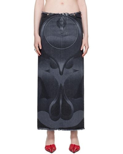Conner Ives Ghulam Denim Midi Skirt - Black