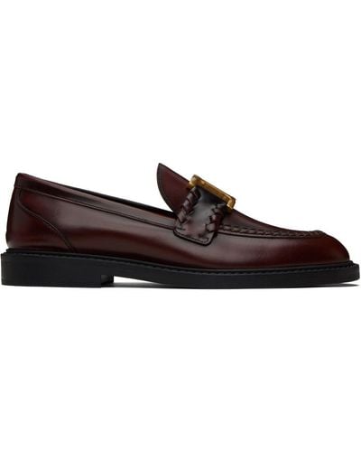 Chloé Burgundy Marcie Loafers - Black