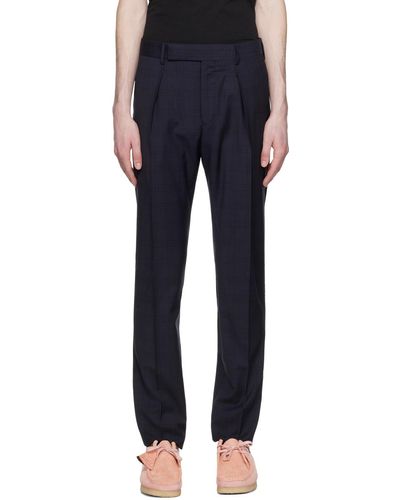 Paul Smith Navy Check Trousers - Black