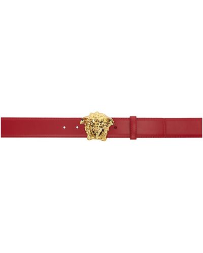 Versace Red And Gold Medusa Belt