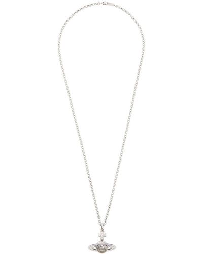 Vivienne Westwood Silver New Small Orb Pendant Necklace - Black