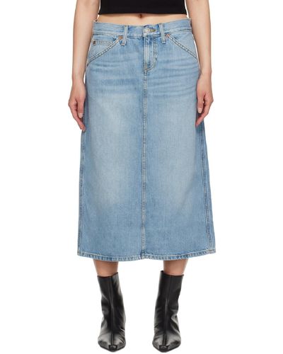 RE/DONE Blue Low Rider Midi Skirt
