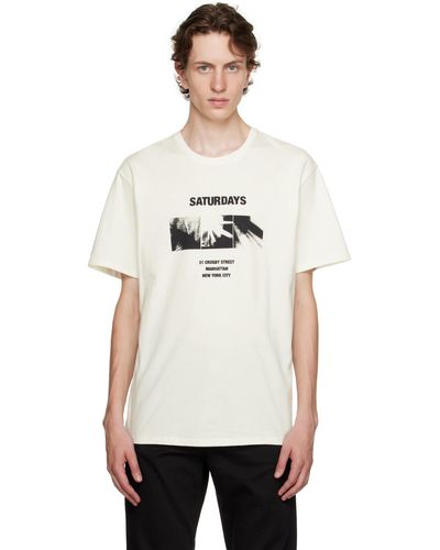 Saturdays NYC T-shirt disco block blanc cassé - Noir