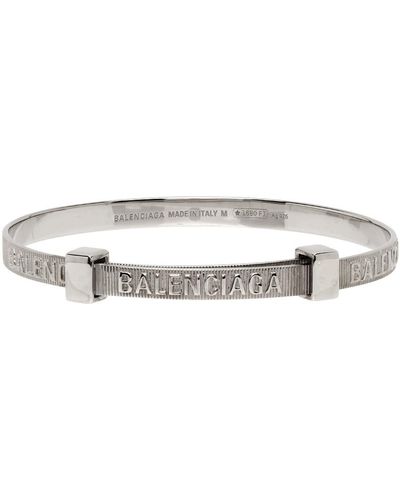 Balenciaga Silver Force Striped Bracelet - Metallic