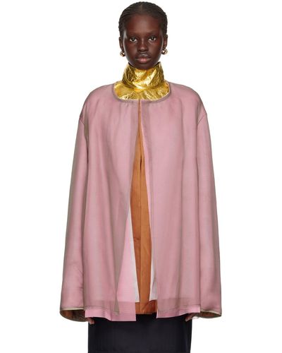 Dries Van Noten Blouson réversible mauve et brun - Rose