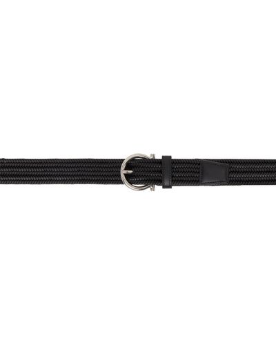 Ferragamo Black Braided Fixed Belt