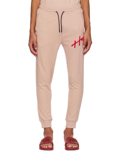 HUGO Pink Embroidered Lounge Trousers