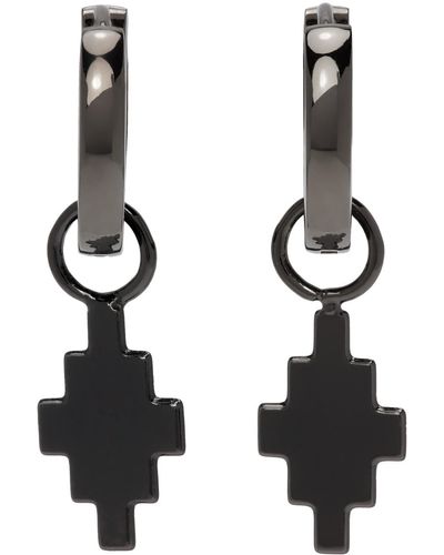 Marcelo Burlon Gunmetal Cross Pendant Earrings - Black