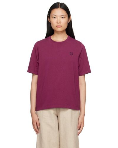 Maison Kitsuné Burgundy Bold Fox Head T-shirt - Purple