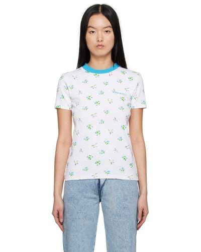Nina Ricci T-shirt blanc et bleu à motif fleuri - Noir