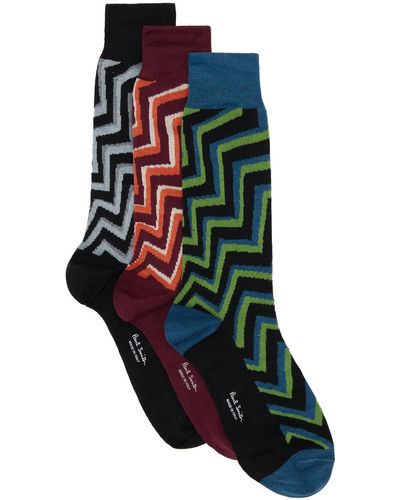 Paul Smith Three-pack Yale Zig Zag Socks - Multicolour