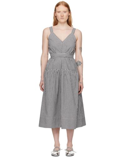 Proenza Schouler Robe midi sasha noir et blanc cassé - label