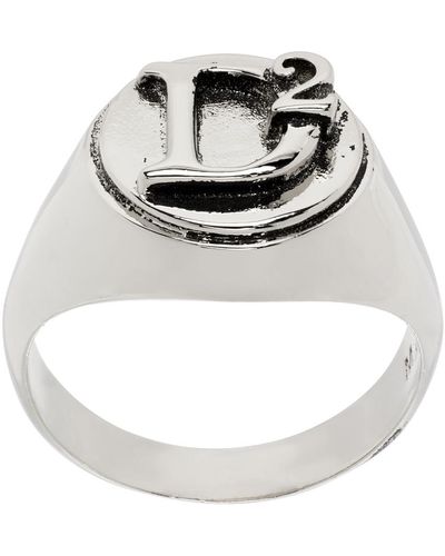 DSquared² Silver Signet Ring - Metallic