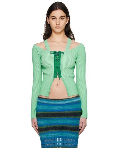 ANDERSSON BELL Lace-up Top - Green
